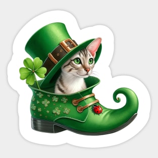 Oriental Shorthair Cat Shoes For Patricks Day Sticker